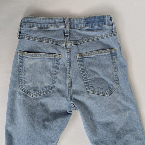 Amo Jeans Chelsea Crop Womens 26 Blue Straight Leg High Rise Distress Light Wash - Picture 7 of 11